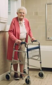 Mit dem Rollator im Badezimmer